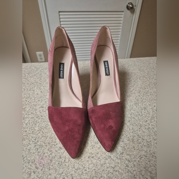 Nine West Women's Burgundy Suede Pumps - Picture 1 of 8